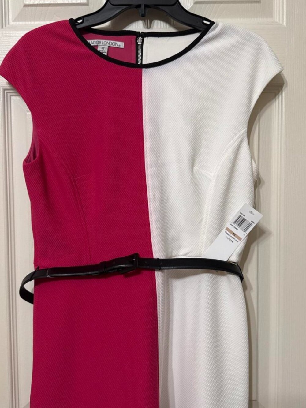 Maggy London women’s size 12 White and pink dress with belt #party #feminine
